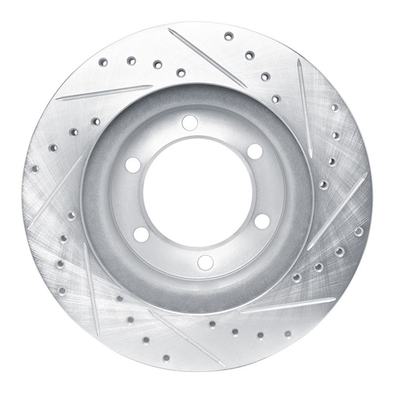 Toyota 4Runner Brake Rotor (1) - Front Left - R1 Concepts - Drilled & Slotted - Silver - `95-`04